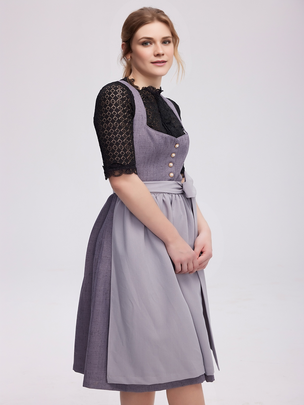 Elegantes Samt Dirndl in Grau