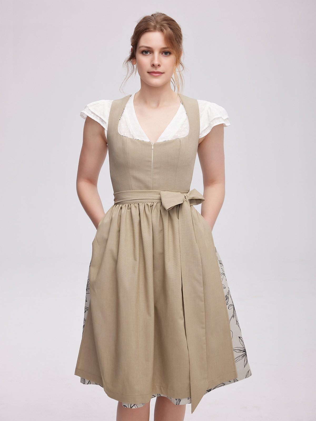 Dirndl Bluse Langarm in Grün