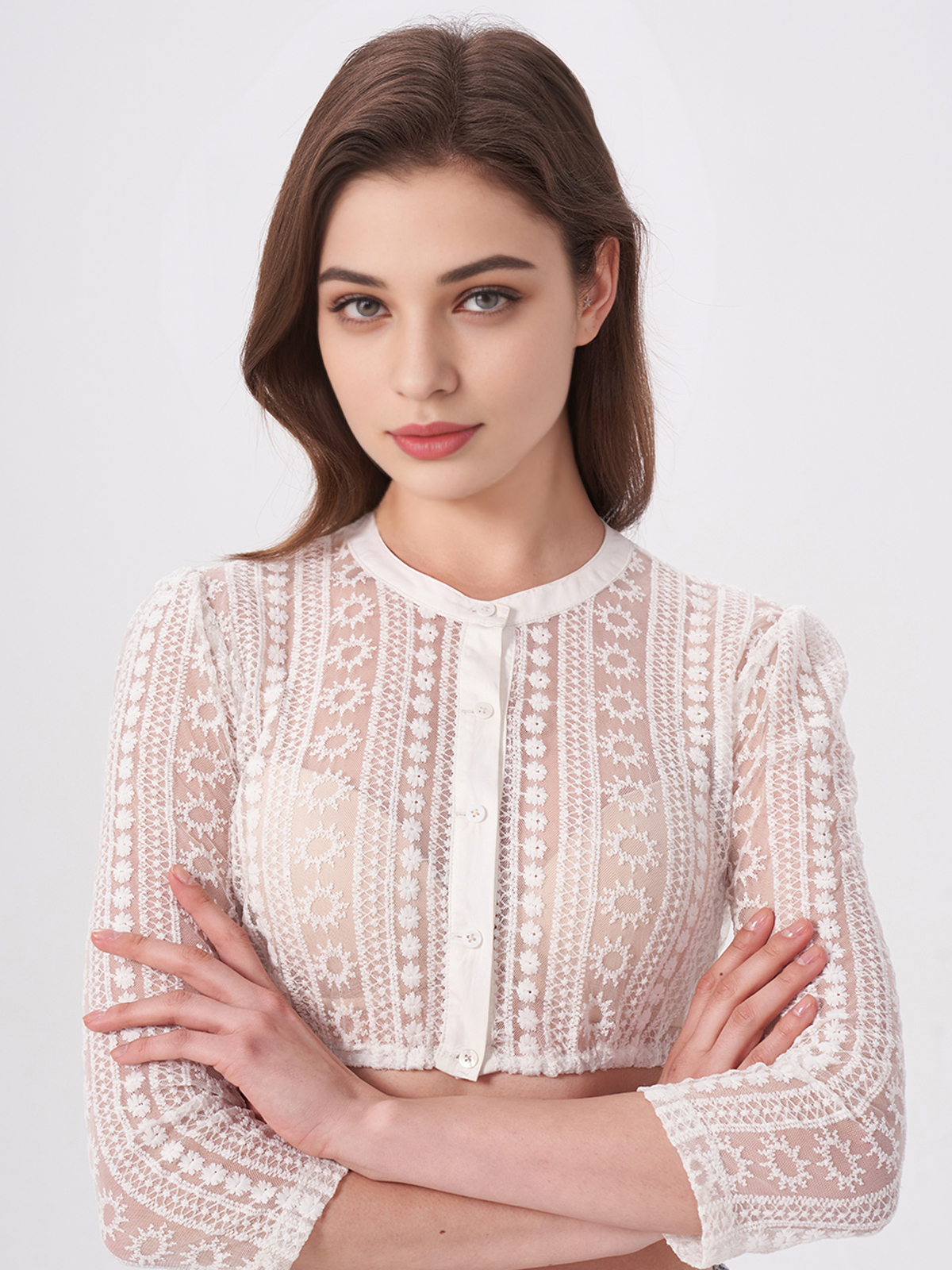 Dirndlbluse weiß langarm