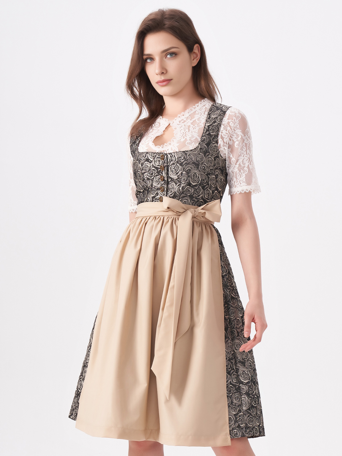 Dirndl mit Herzausschnitt in Gelb